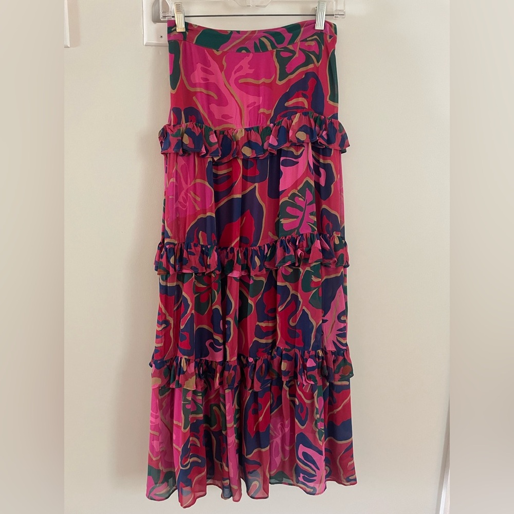 FARM Rio Pink and Green Patterned Dress